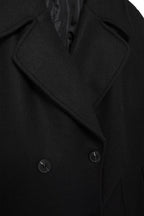 Hh feminino inverno casual mistura de lã entalhado lapela gola casaco chique trespassado trench coats oversized feminino jaquetas longas
