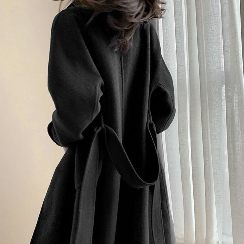 Odette Belted Navy Wool Trench Coat