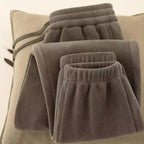 Calças Esportivas Femininas de Fleece Dupla Face Engrossadas para Inverno, Uso Externo, Quentes, Forradas com Orlon, Estilo C...