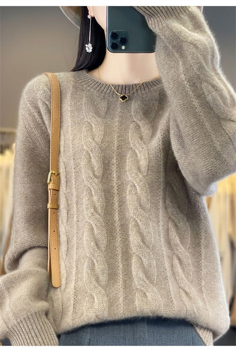 Feminino 100% lã merino camisola o pescoço manga longa cashmere malhas pulôver aliselect moda outono inverno roupas topos