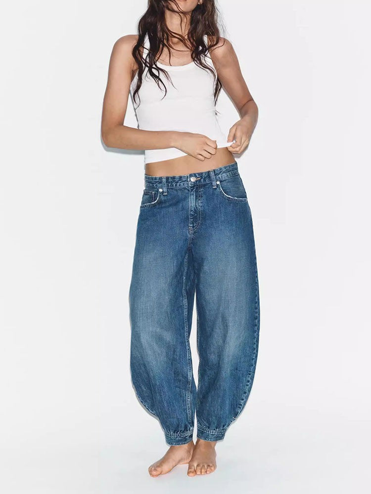 Josie Balloon-Leg Jeans with Bow Detail