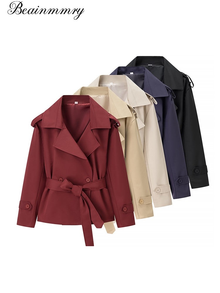 Senhora cor sólida rendas até jaqueta elegante chique manga comprida lapela botão solto casaco outono estilo rua nova jaqueta outerwear 2025
