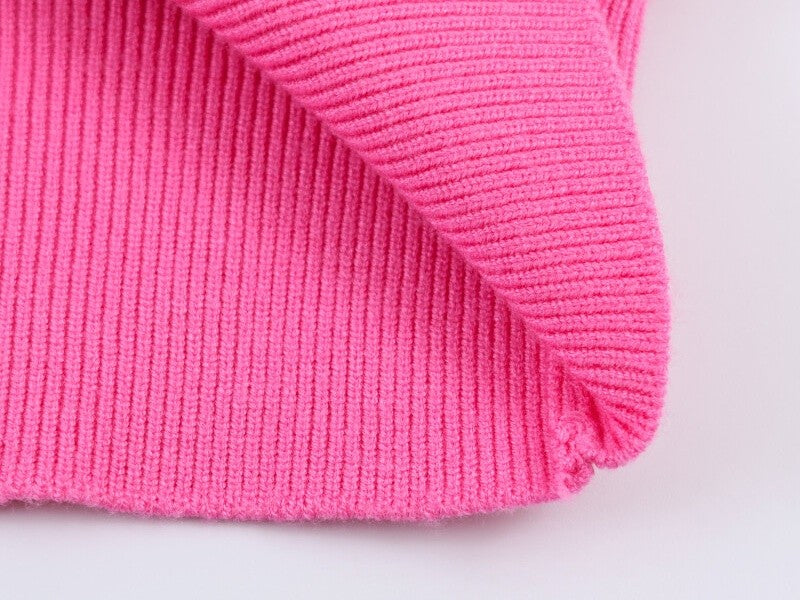 Polo de Malha Listrado Rosa e Vermelho 2026 - Blusa Feminina de Manga Longa com Gola Dobrável, Solta, para Uso Casual Diário na Primavera e Outono