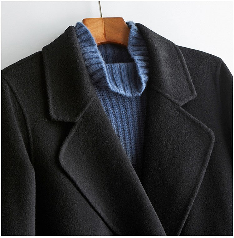 Casaco Feminino CAIXINGLE de Lã 100% com Cinto, Elegante e Moderno, em Lã e Caxemira, Estilo Aberto