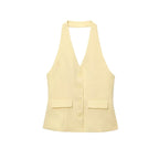 Odette Buttoned Vest & Straight-Leg Pants Set