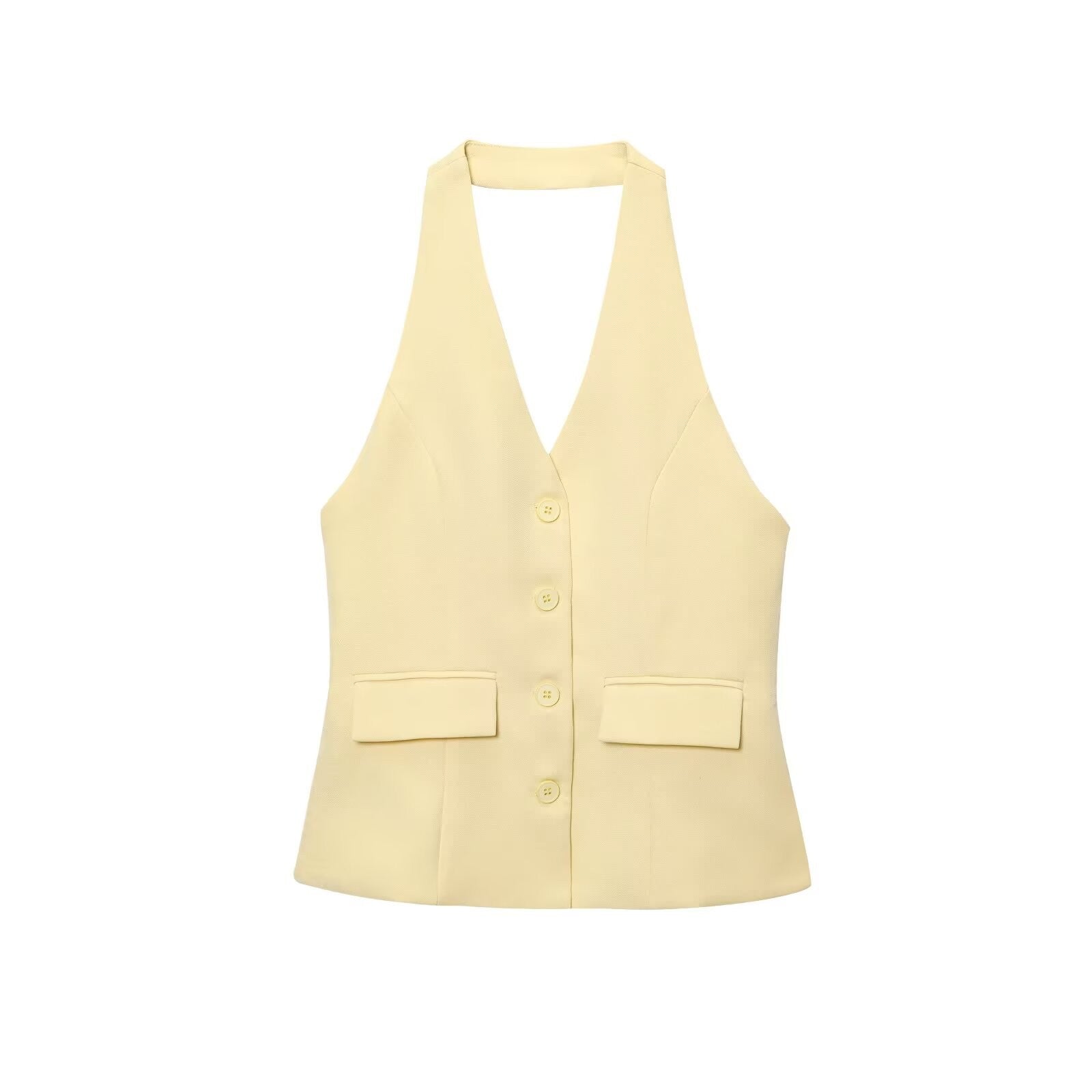 Odette Buttoned Vest & Straight-Leg Pants Set