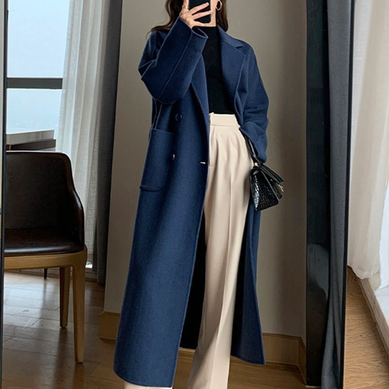 Odette Belted Navy Wool Trench Coat