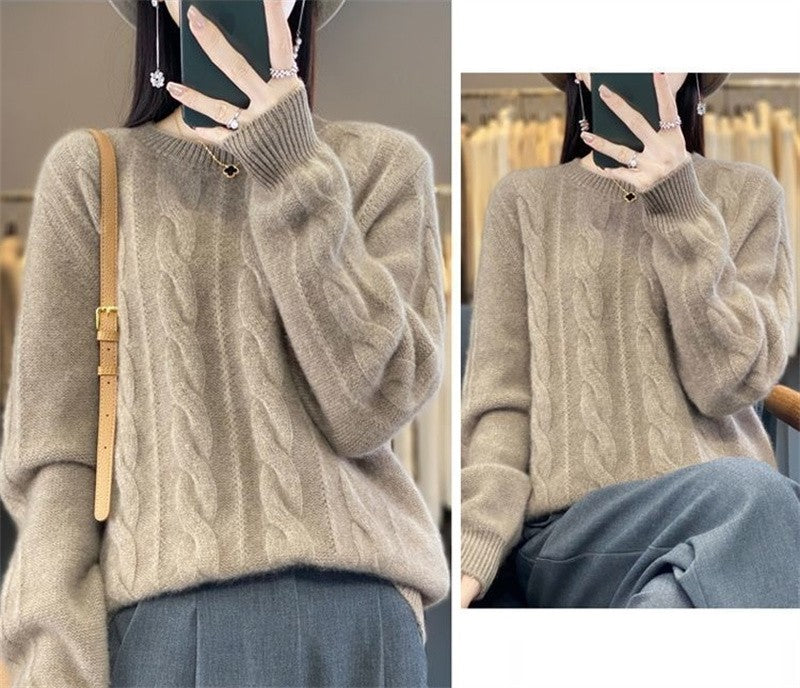 Feminino 100% lã merino camisola o pescoço manga longa cashmere malhas pulôver aliselect moda outono inverno roupas topos