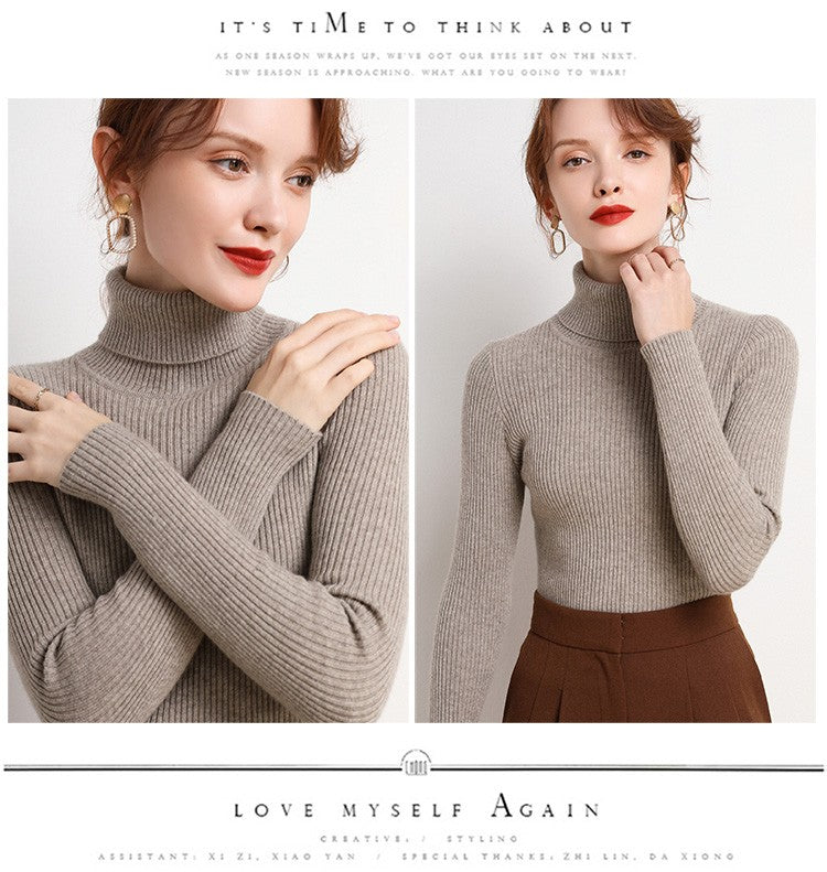 Suéter Feminino Heliar de Gola Alta para Outono, Pulôveres de Tricô Macios, Jumpers de Cashmere, Suéteres Básicos Macios para Mulheres, Outono Inverno 2026