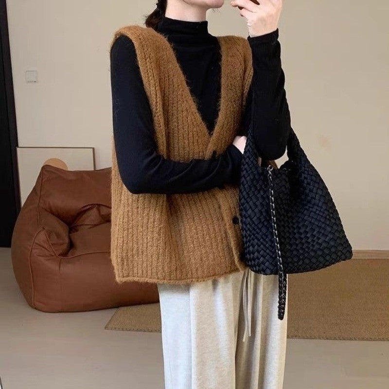 Hazel Relaxed V-Neck Knit Vest
