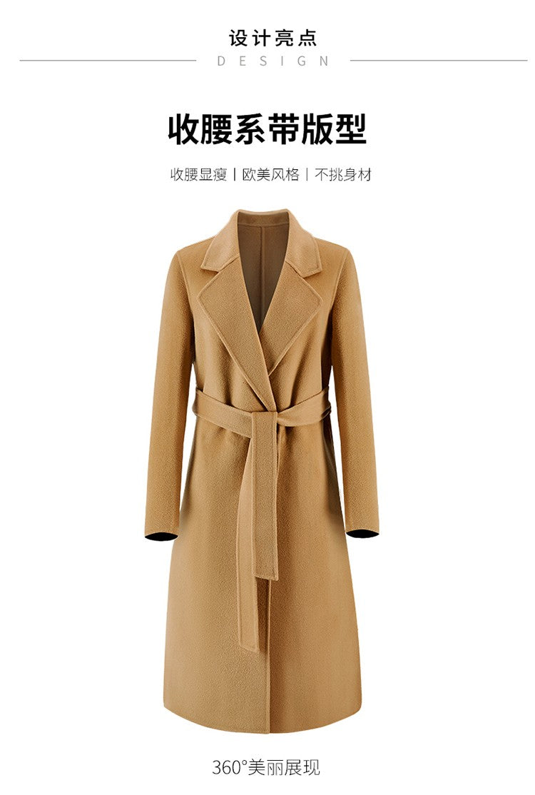 Casaco Feminino CAIXINGLE de Lã 100% com Cinto, Elegante e Moderno, em Lã e Caxemira, Estilo Aberto