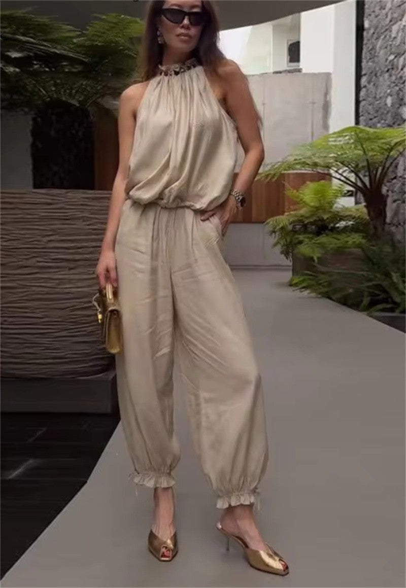 Aveline Beaded Vest & Balloon Pants Set