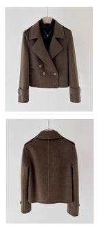 Novo Casaco de Lã Curto de Dupla Frente para Mulheres, Moda Slim Fit, Casaco Casual com Lapela, Quente para o Inverno 2026