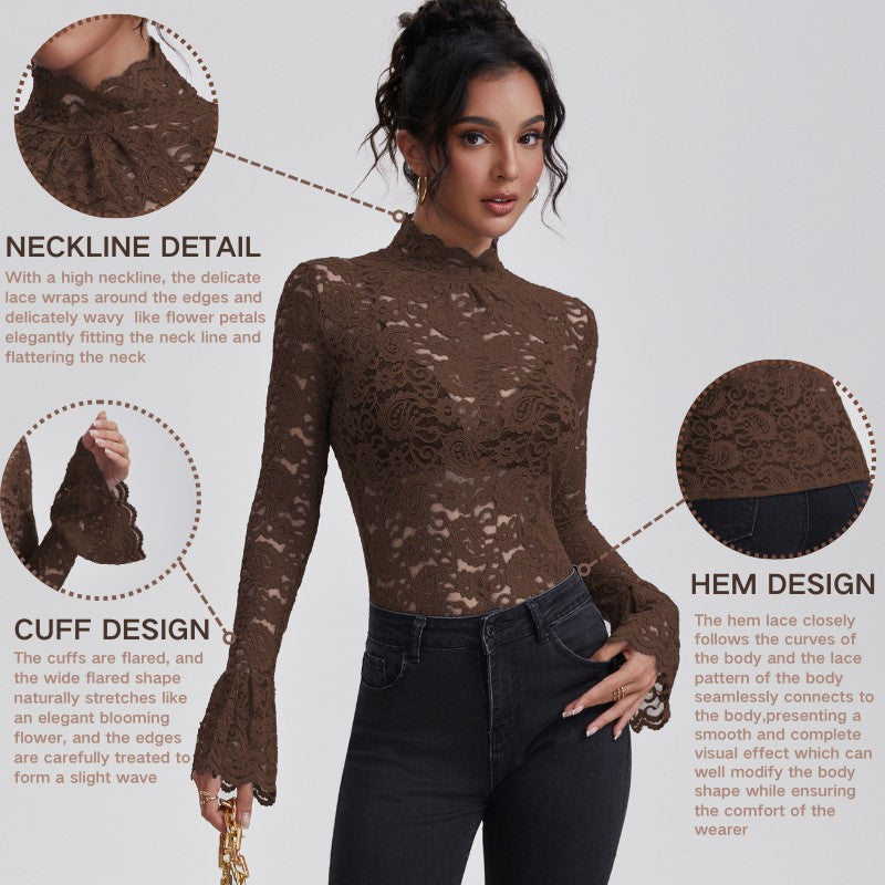 Anfilia Lace Turtleneck Blouse