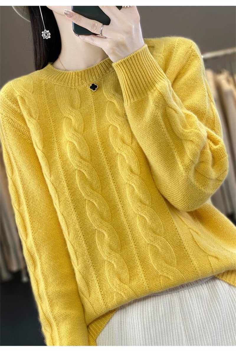 Feminino 100% lã merino camisola o pescoço manga longa cashmere malhas pulôver aliselect moda outono inverno roupas topos