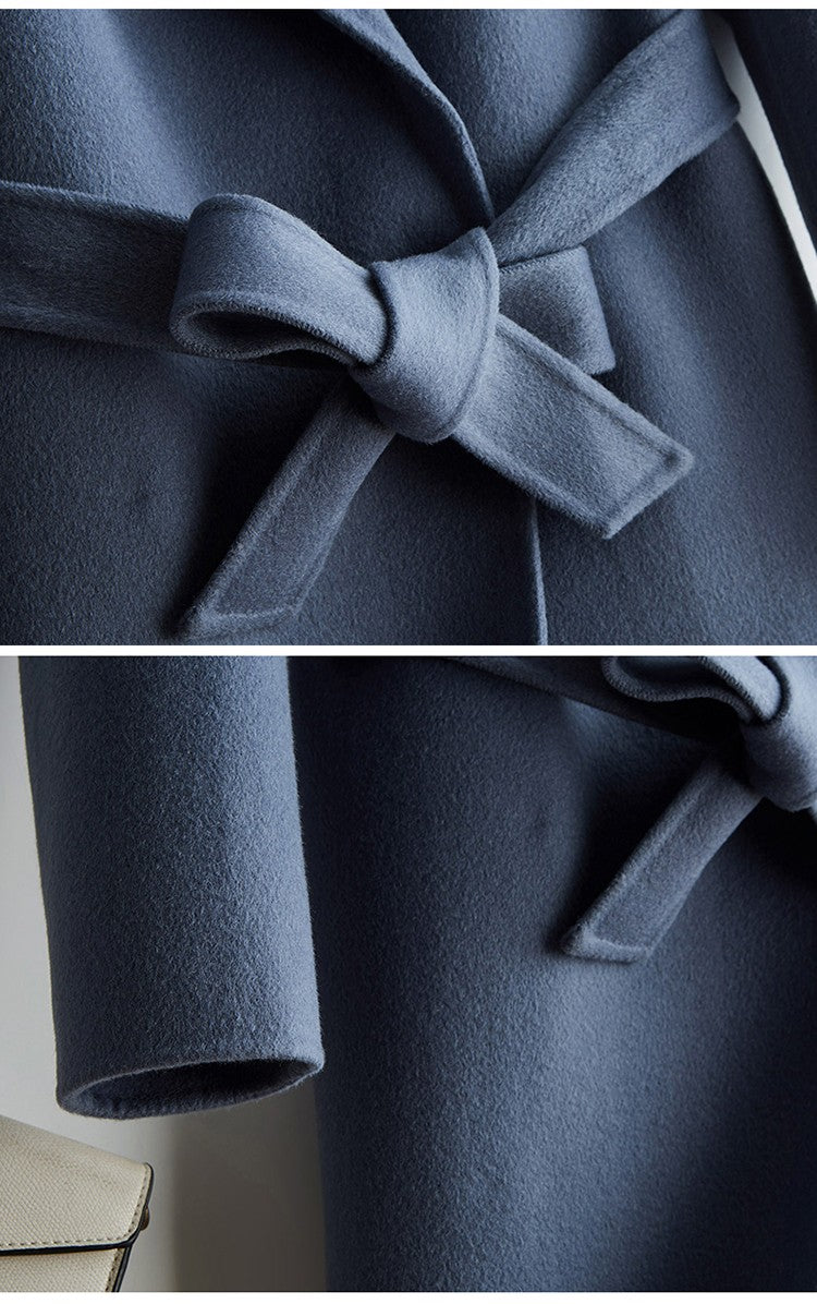 Casaco Feminino CAIXINGLE de Lã 100% com Cinto, Elegante e Moderno, em Lã e Caxemira, Estilo Aberto