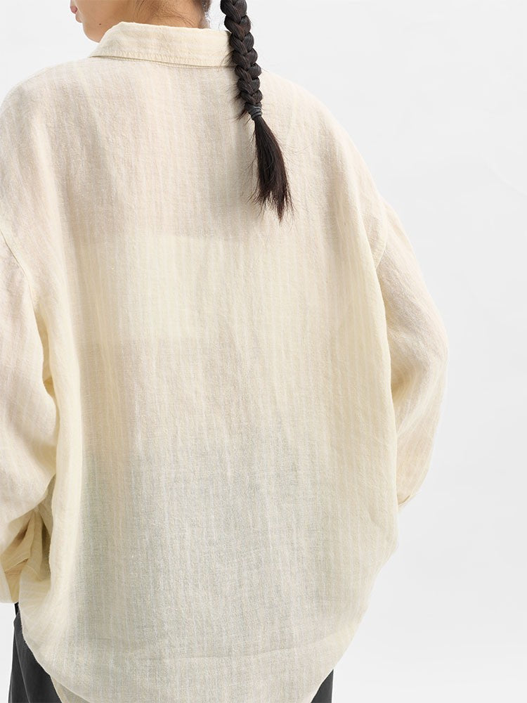 Rosalind Striped Linen-Ramie Long Sleeve Shirt
