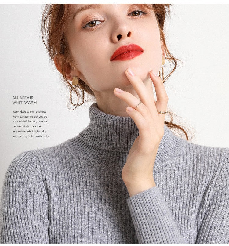 Suéter Feminino Heliar de Gola Alta para Outono, Pulôveres de Tricô Macios, Jumpers de Cashmere, Suéteres Básicos Macios para Mulheres, Outono Inverno 2026