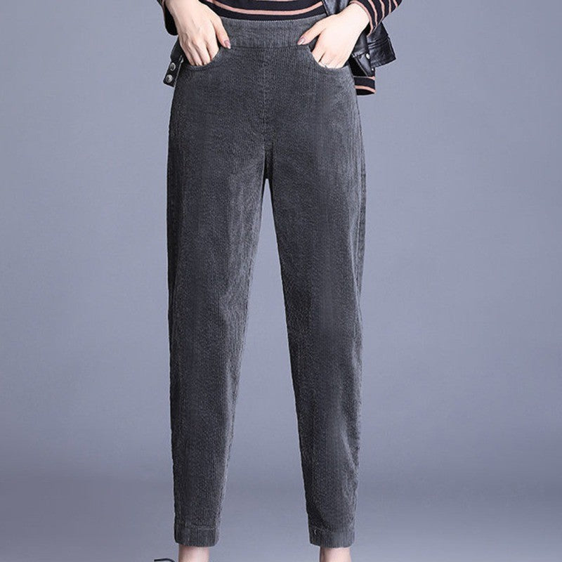 Calças casuais grossas de pelúcia mulheres veludo calças quentes outono inverno leggings cintura alta harem calças femininas
