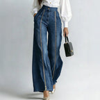 Aurelia Gold-Zip Wide-Leg Jeans