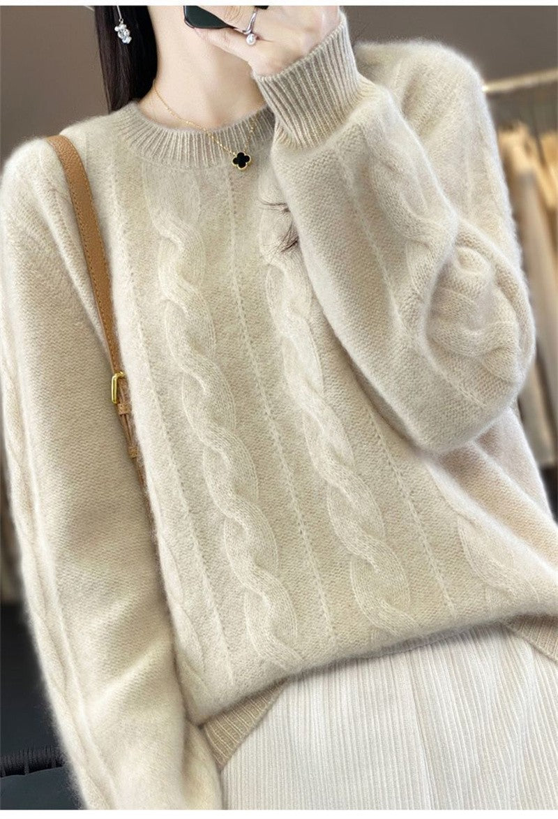 Feminino 100% lã merino camisola o pescoço manga longa cashmere malhas pulôver aliselect moda outono inverno roupas topos