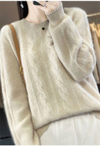 Feminino 100% lã merino camisola o pescoço manga longa cashmere malhas pulôver aliselect moda outono inverno roupas topos