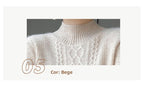 Camiseta Feminina de Gola Alta para Outono e Inverno, Suéter de Cashmere que Emite Calor, Manga Longa, Ajuste Regular