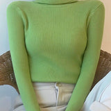 Suéter Feminino Heliar de Gola Alta para Outono, Pulôveres de Tricô Macios, Jumpers de Cashmere, Suéteres Básicos Macios para Mulheres, Outono Inverno 2026