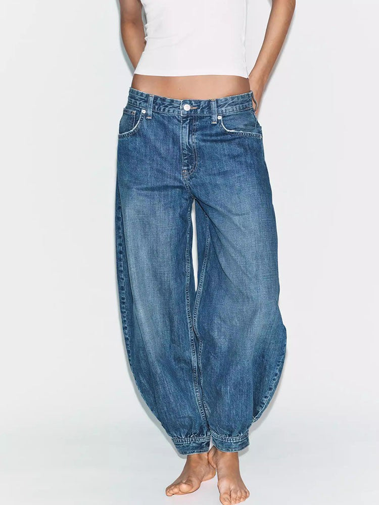 Josie Balloon-Leg Jeans with Bow Detail