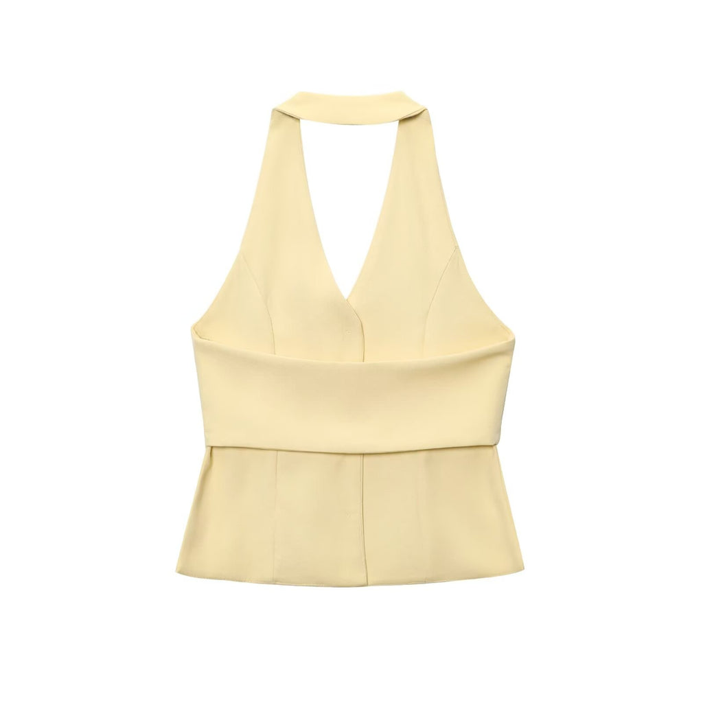 Odette Buttoned Vest & Straight-Leg Pants Set