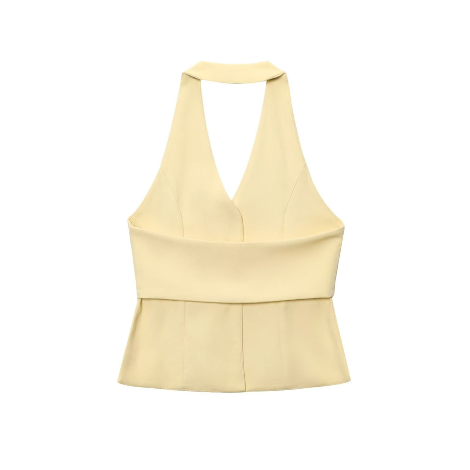 Odette Buttoned Vest & Straight-Leg Pants Set