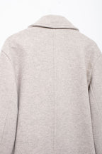 Hh feminino inverno casual mistura de lã entalhado lapela gola casaco chique trespassado trench coats oversized feminino jaquetas longas