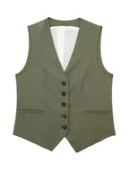 Piper Slim V-Neck Vest & Pleated Shorts Set