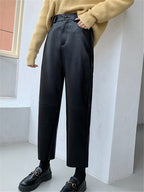 Seoulish Faux Leather Wide-Leg Pants