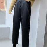 Seoulish Faux Leather Wide-Leg Pants