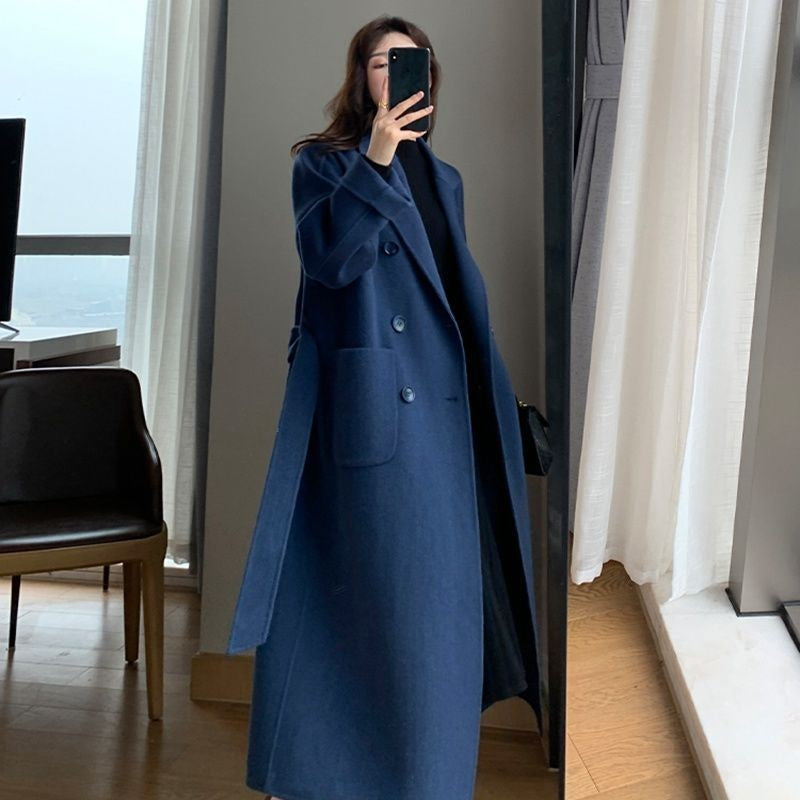 Odette Belted Navy Wool Trench Coat