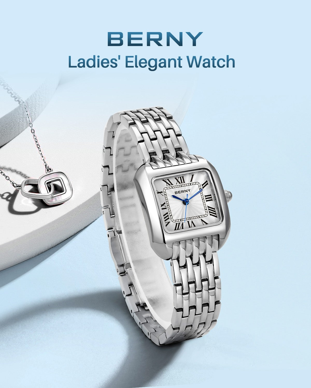 BERNY Square Stainless Steel Quartz Watch