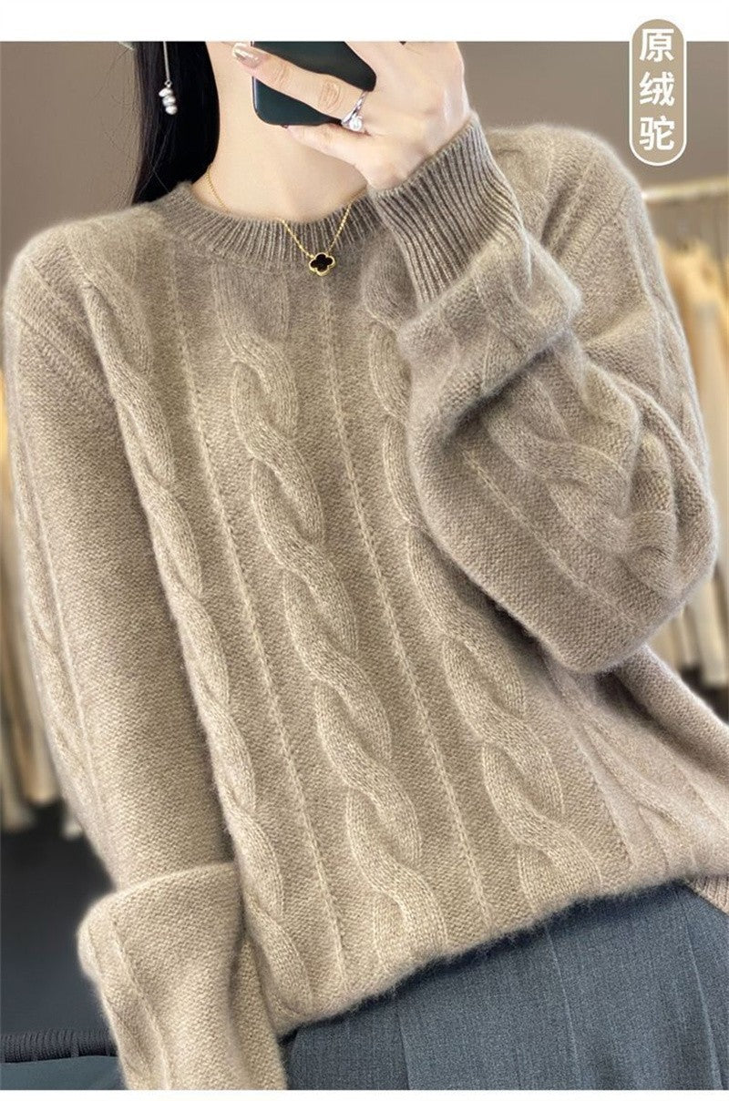 Feminino 100% lã merino camisola o pescoço manga longa cashmere malhas pulôver aliselect moda outono inverno roupas topos