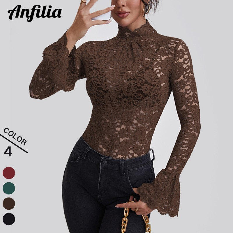 Anfilia Lace Turtleneck Blouse