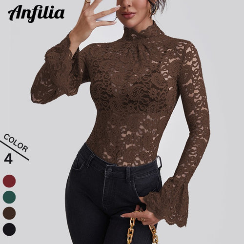 Anfilia Lace Turtleneck Blouse