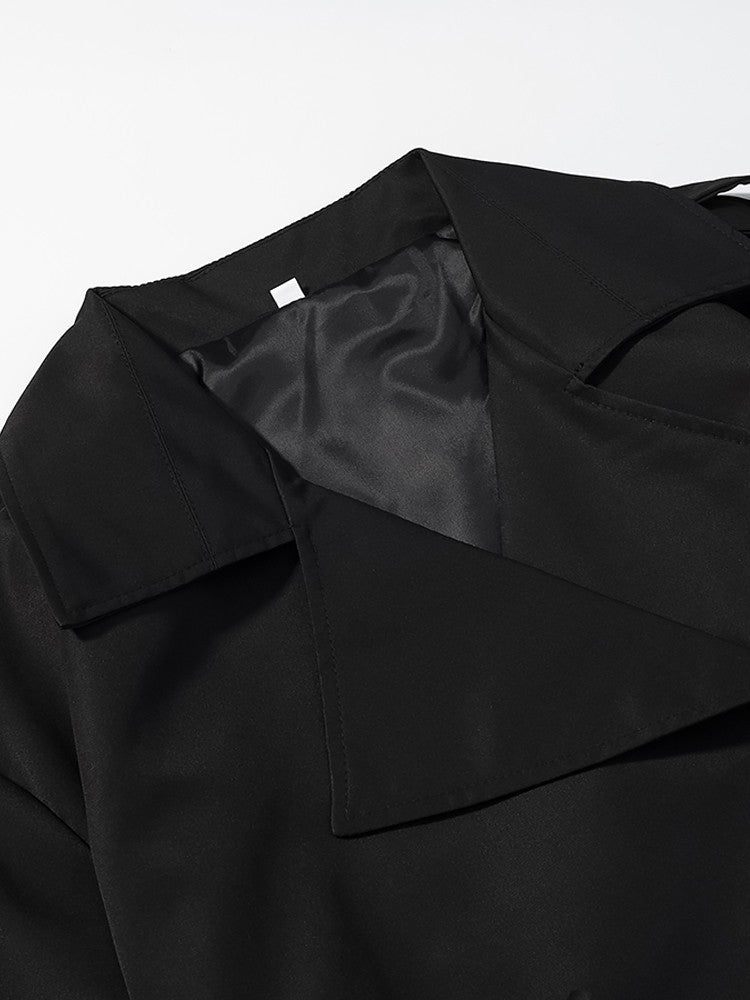 Senhora cor sólida rendas até jaqueta elegante chique manga comprida lapela botão solto casaco outono estilo rua nova jaqueta outerwear 2025