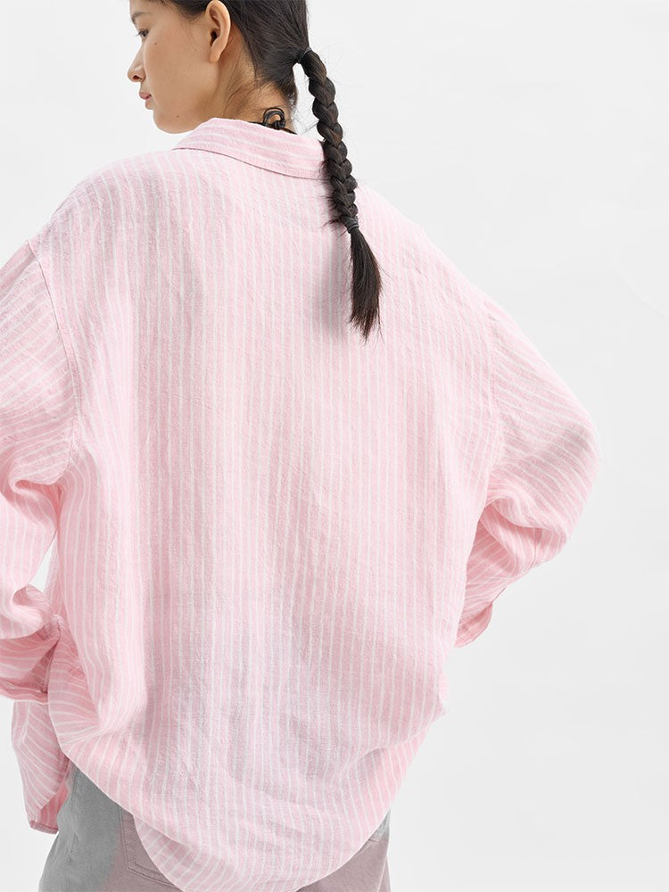 Rosalind Striped Linen-Ramie Long Sleeve Shirt