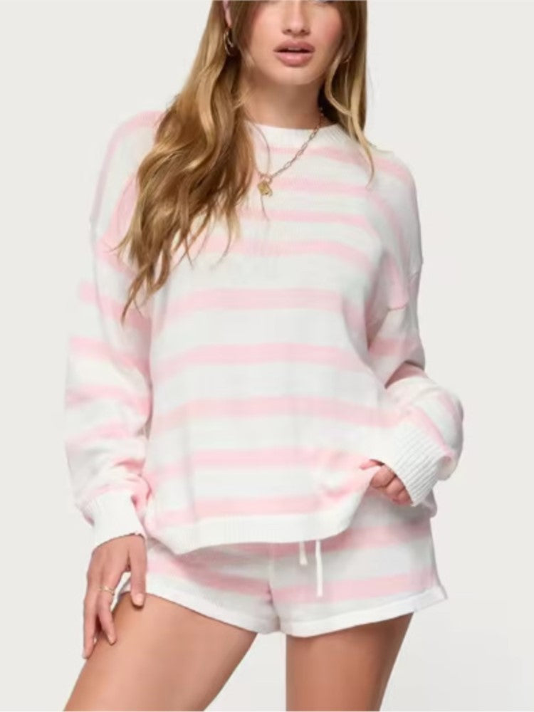 Sloane Striped Knit Shorts Set