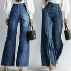 Aurelia Gold-Zip Wide-Leg Jeans