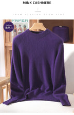 Outono e inverno novo suéter de caxemira de vison feminino curto grosso semi-gola alta camisa de fundo cor sólida simples topo