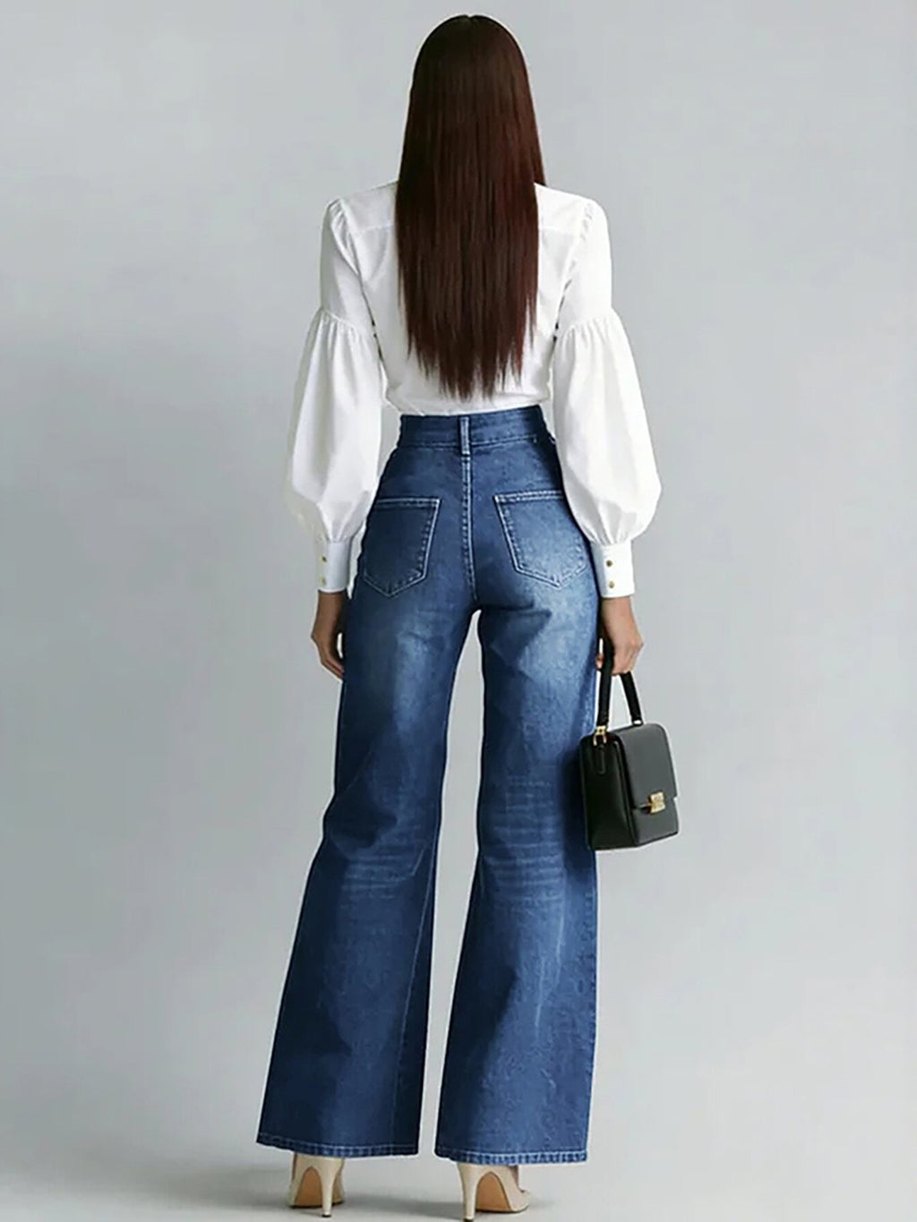 Aurelia Gold-Zip Wide-Leg Jeans
