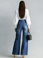 Aurelia Gold-Zip Wide-Leg Jeans