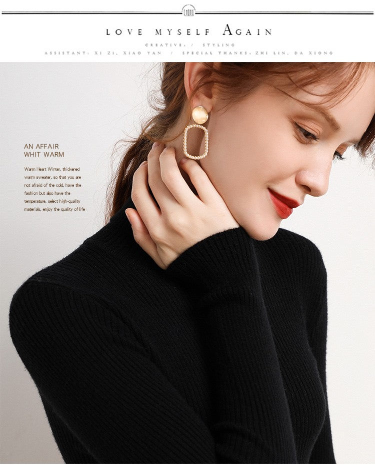 Suéter Feminino Heliar de Gola Alta para Outono, Pulôveres de Tricô Macios, Jumpers de Cashmere, Suéteres Básicos Macios para Mulheres, Outono Inverno 2026