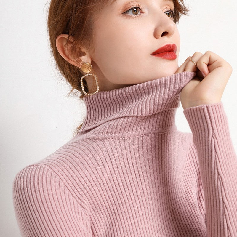 Suéter Feminino Heliar de Gola Alta para Outono, Pulôveres de Tricô Macios, Jumpers de Cashmere, Suéteres Básicos Macios para Mulheres, Outono Inverno 2026