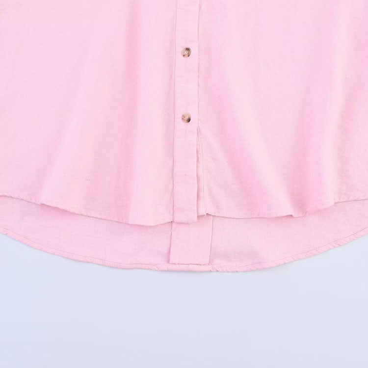 Camisa de Manga Larga HipSeam para Mulheres, Primavera, Com Barra Assimétrica e Botões, Camisas Simples com Gola Johnny